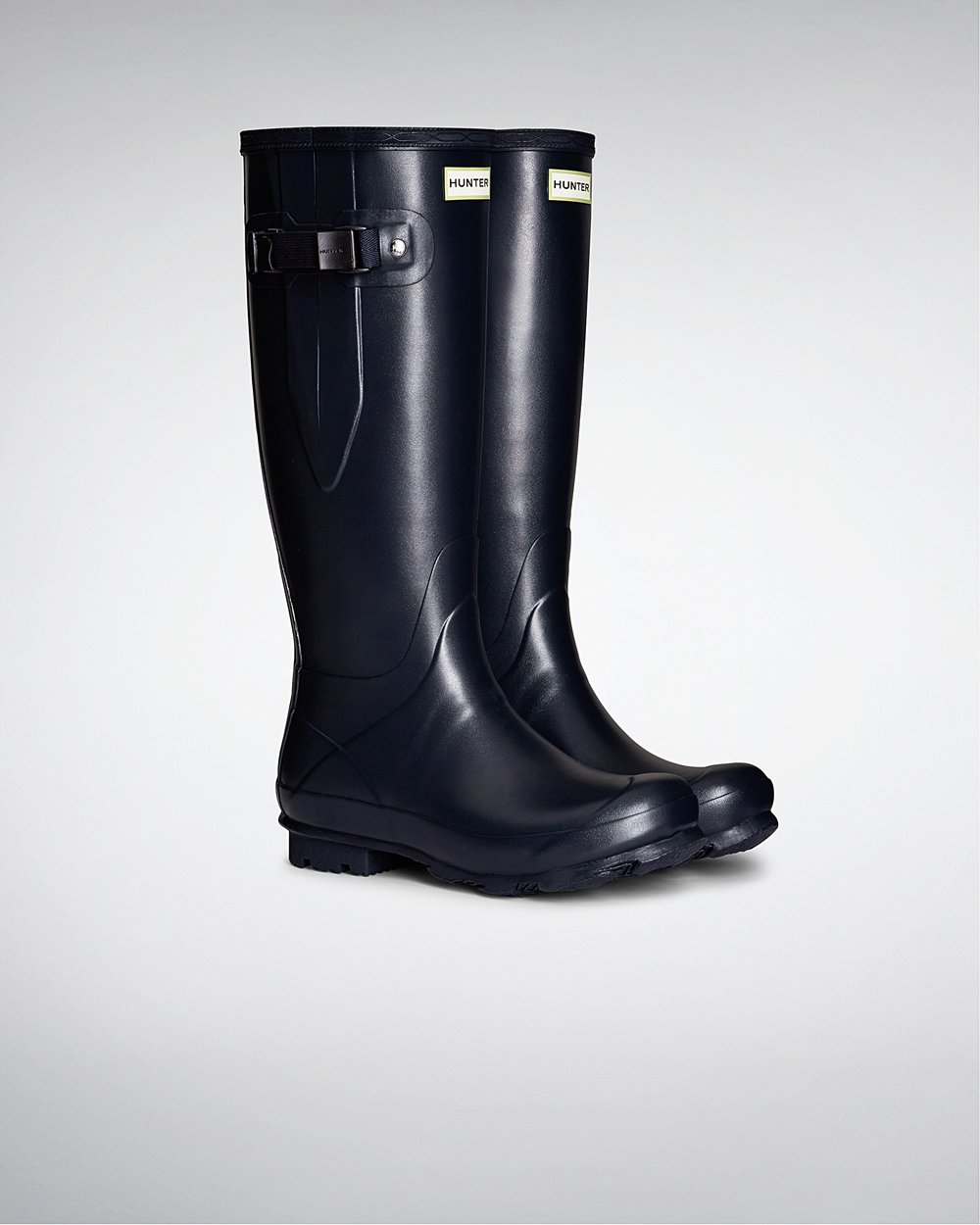 Bottes Hautes de Pluie Hunter Norris Field Side Adjustable Femme Bleu Marine TVGXZJU-17